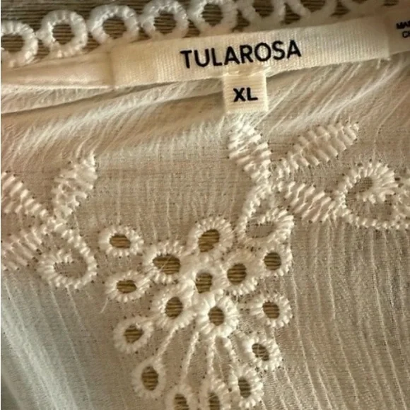NWT Tularosa Cole Blouse in Ivory - Size XL - Boho Eyelet Ruffle Top - Picture 10 of 11